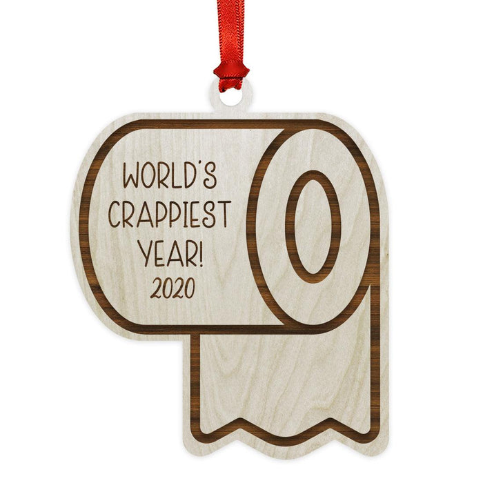 Laser Engraved Wood Quarantine Pandemic Christmas Ornament-Set of 1-Andaz Press-Real-