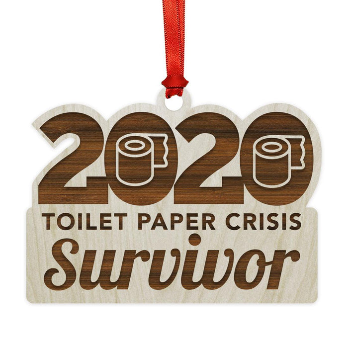 Laser Engraved Wood Quarantine Pandemic Christmas Ornament-Set of 1-Andaz Press-Real-