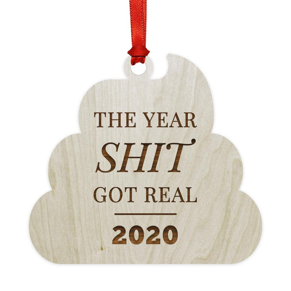 Laser Engraved Wood Quarantine Pandemic Christmas Ornament-Set of 1-Andaz Press-Real-