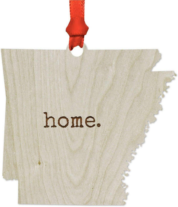 Laser Engraved Wood US State Christmas Ornament, Home-Set of 1-Andaz Press-Arkansas-
