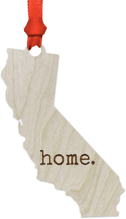 Laser Engraved Wood US State Christmas Ornament, Home-Set of 1-Andaz Press-California-