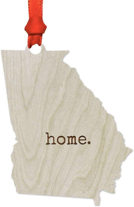 Laser Engraved Wood US State Christmas Ornament, Home-Set of 1-Andaz Press-Georgia-