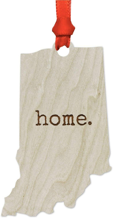 Laser Engraved Wood US State Christmas Ornament, Home-Set of 1-Andaz Press-Indiana-