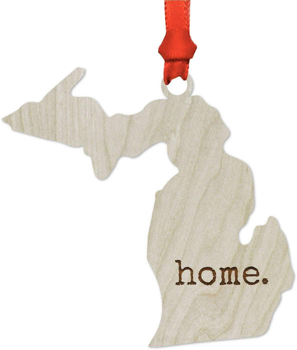 Laser Engraved Wood US State Christmas Ornament, Home-Set of 1-Andaz Press-Michigan-