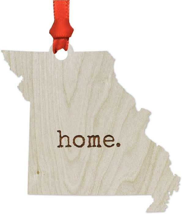 Laser Engraved Wood US State Christmas Ornament, Home-Set of 1-Andaz Press-Missouri-