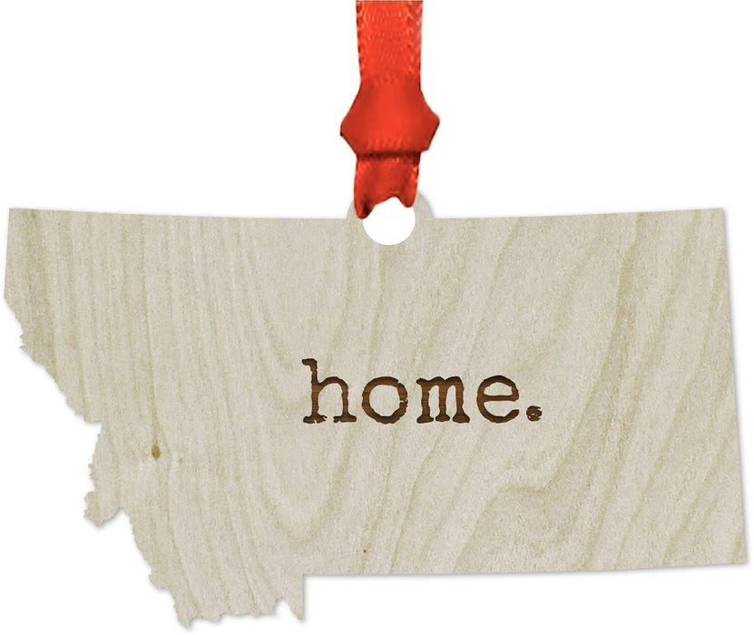 Laser Engraved Wood US State Christmas Ornament, Home-Set of 1-Andaz Press-Montana-