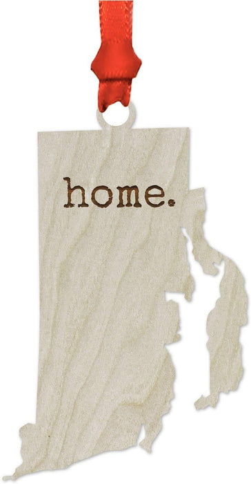 Laser Engraved Wood US State Christmas Ornament, Home-Set of 1-Andaz Press-Rhode Island-