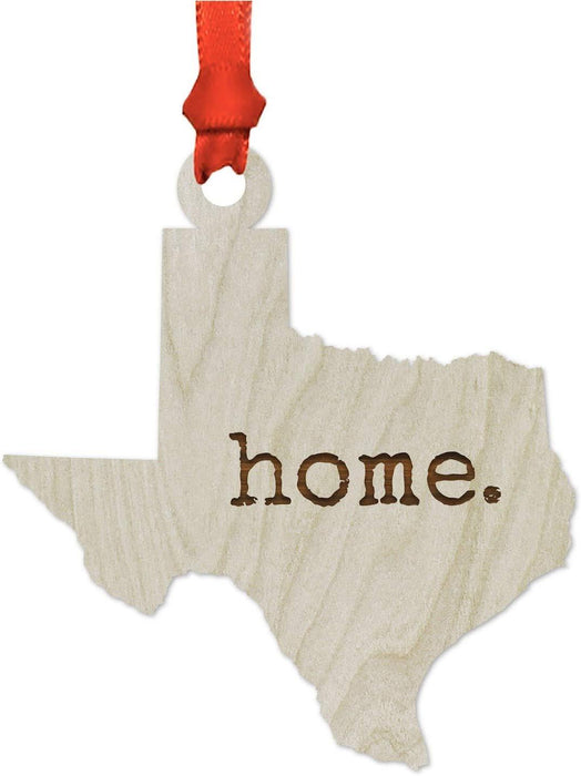 Laser Engraved Wood US State Christmas Ornament, Home-Set of 1-Andaz Press-Texas-
