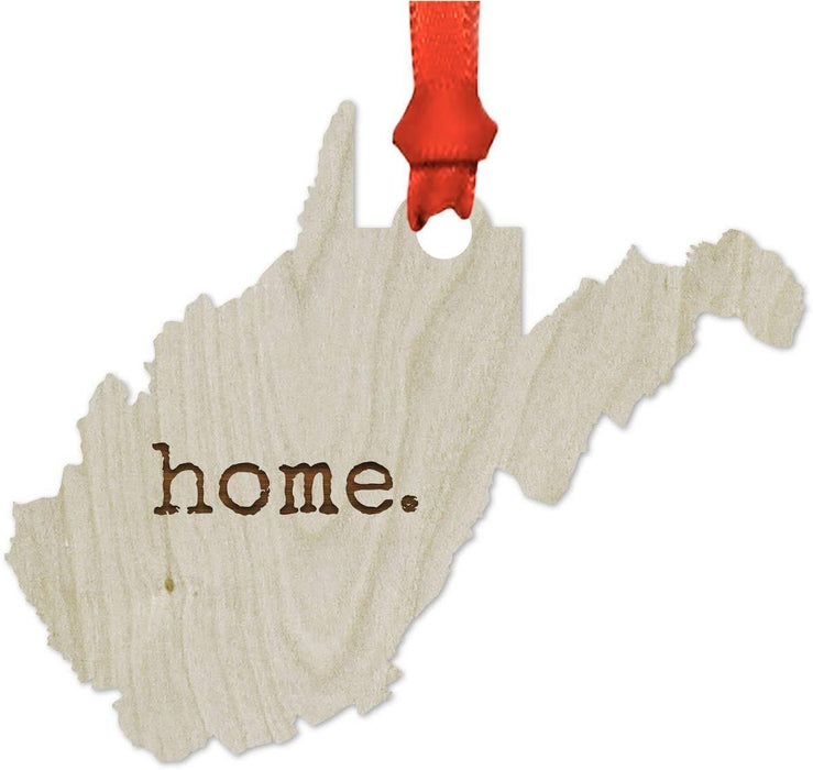Laser Engraved Wood US State Christmas Ornament, Home-Set of 1-Andaz Press-West Virginia-