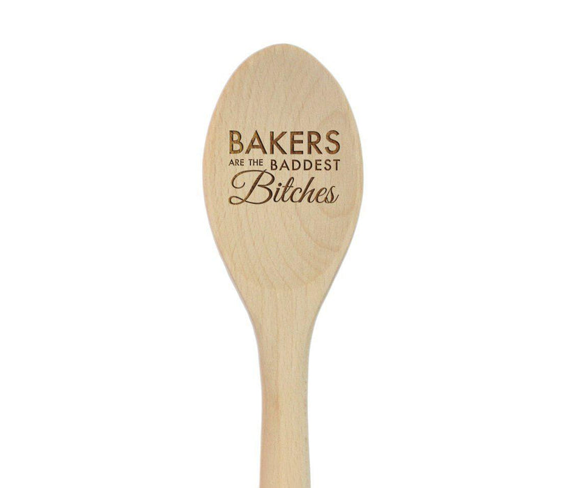 Laser Engraved Wooden Mixing Spoon, For Her-Set of 1-Andaz Press-Bakers are the Baddest Bitches-