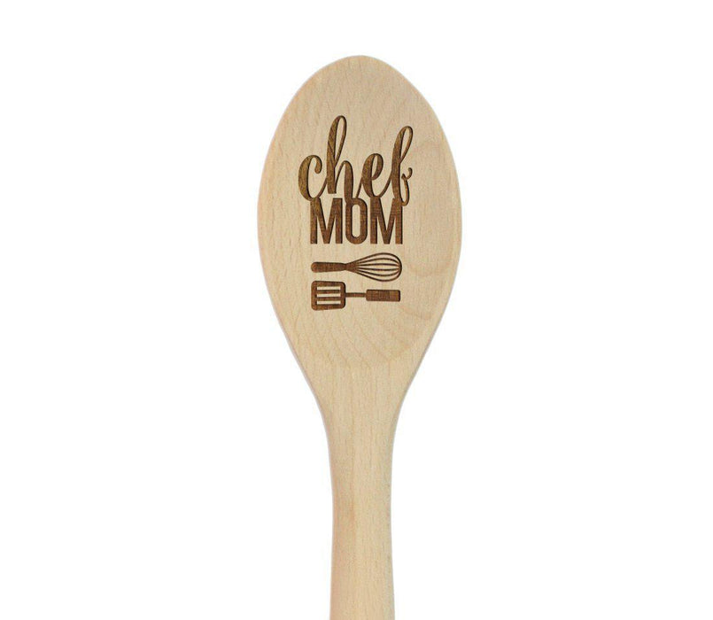 Laser Engraved Wooden Mixing Spoon, For Her-Set of 1-Andaz Press-Chef Mom-