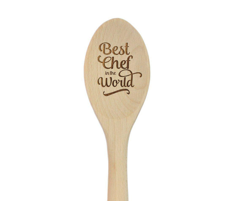 Laser Engraved Wooden Mixing Spoon-Set of 1-Andaz Press-Best Chef in the World-