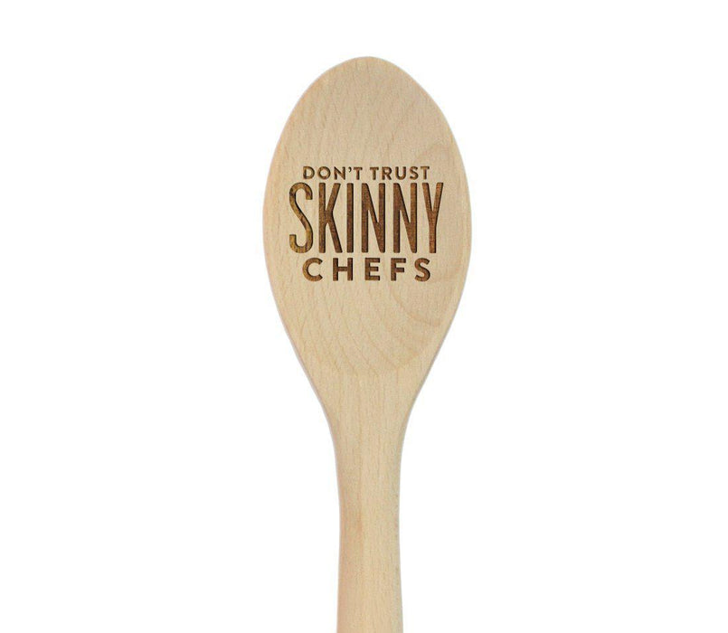 Laser Engraved Wooden Mixing Spoon-Set of 1-Andaz Press-Don't Trust Skinny Chefs-