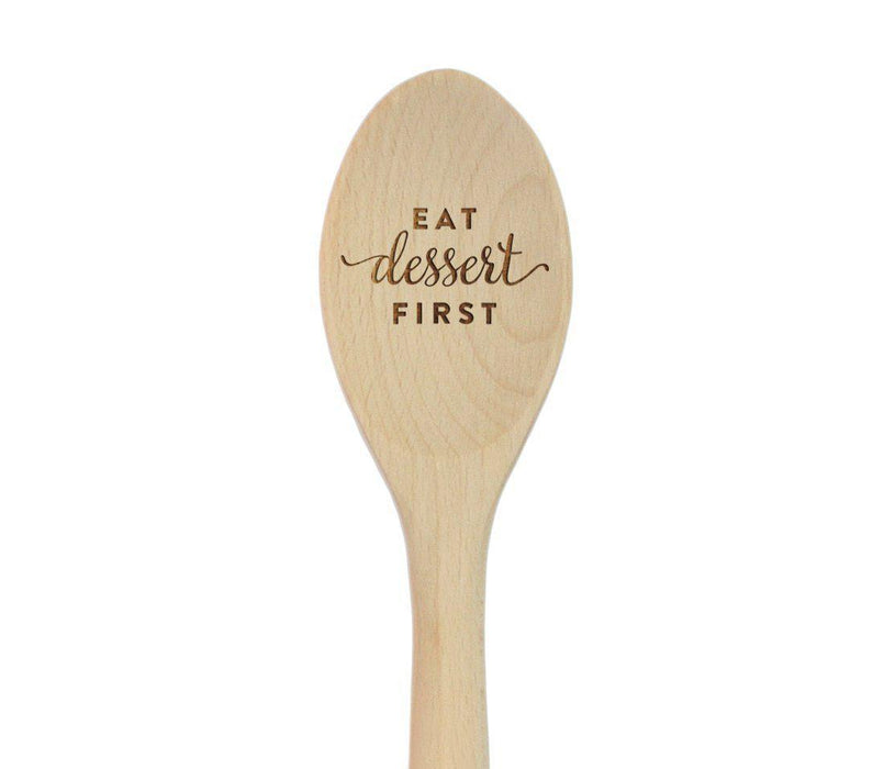 Laser Engraved Wooden Mixing Spoon-Set of 1-Andaz Press-Eat Dessert First-