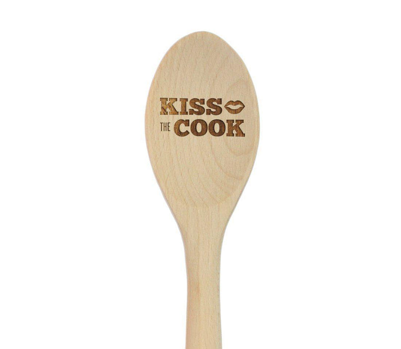 Laser Engraved Wooden Mixing Spoon-Set of 1-Andaz Press-Kiss the Cook-
