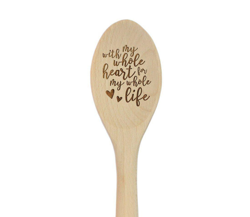 Laser Engraved Wooden Mixing Spoon-Set of 1-Andaz Press-With My Whole Heart-