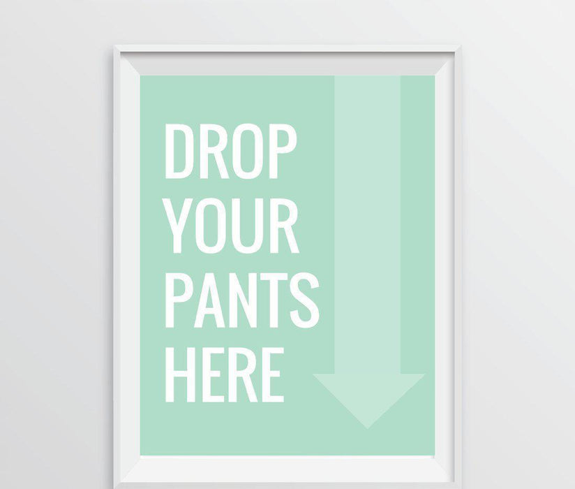 Laundry Room Wall Art Decor Graphic Signs & Prints-Set of 1-Andaz Press-Laundry Drop Your Pants Here Graphic-