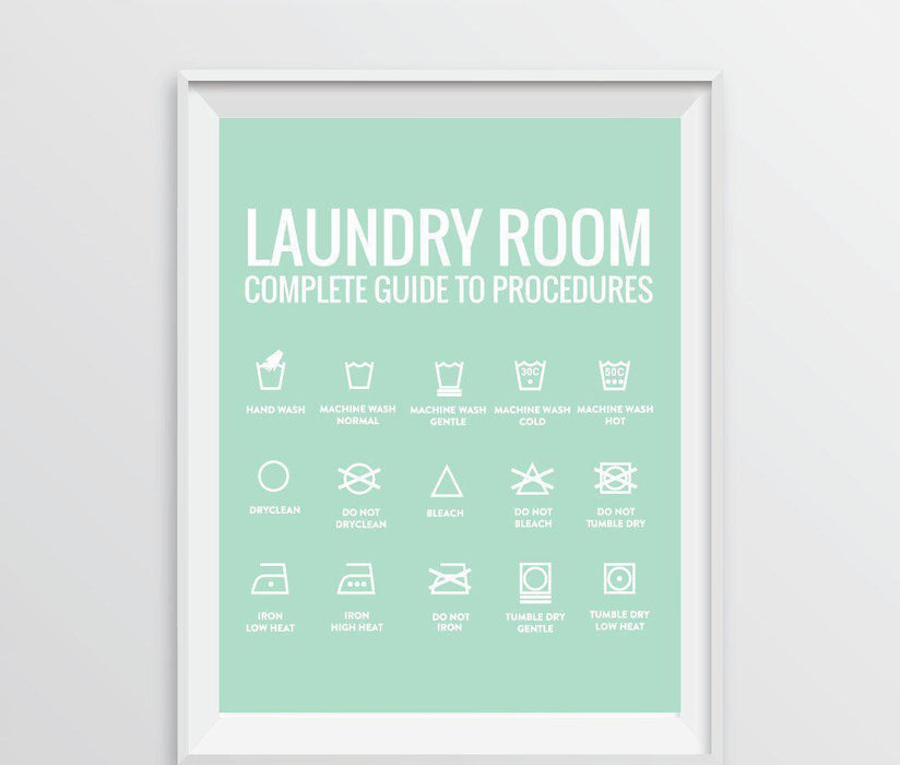 Laundry Room Wall Art Decor Graphic Signs & Prints-Set of 1-Andaz Press-Laundry Room Guide to Procedures-