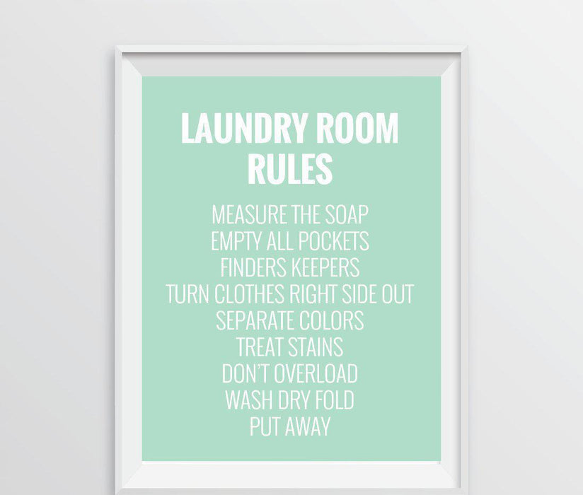Laundry Room Wall Art Decor Graphic Signs & Prints-Set of 1-Andaz Press-Laundry Room Rules, Measure the Soap-