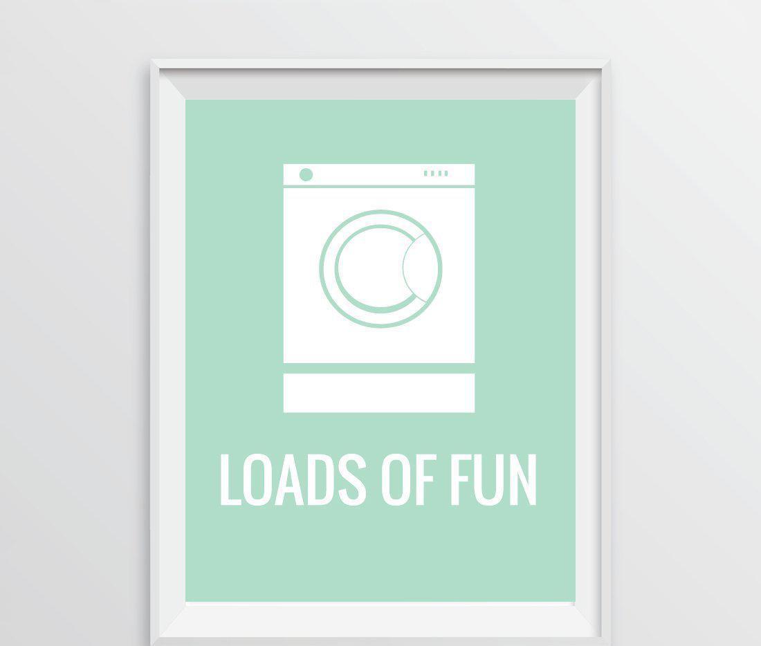 Laundry Room Wall Art Decor Graphic Signs & Prints-Set of 1-Andaz Press-Loads of Fun Washing Machine Graphic-