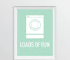 Laundry Room Wall Art Decor Graphic Signs & Prints-Set of 1-Andaz Press-Loads of Fun Washing Machine Graphic-