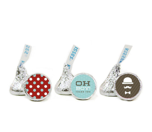 Lil Man Mustache Boy Baby Shower Hershey's Kiss Favor Labels-Set of 216-Andaz Press-Party-