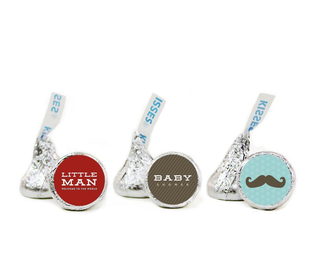 Lil Man Mustache Boy Baby Shower Hershey's Kiss Favor Labels-Set of 216-Andaz Press-Party-