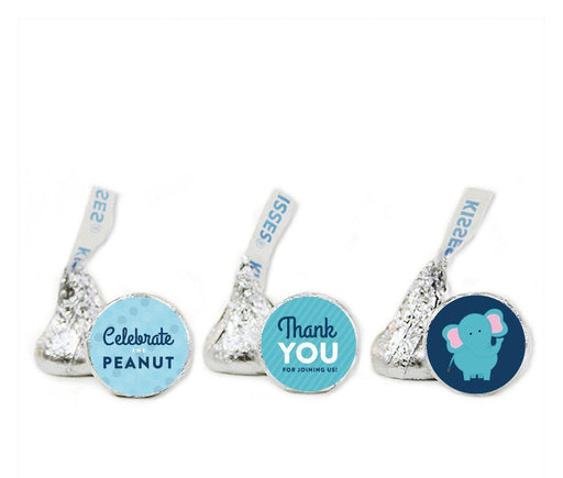 Lil Peanut Elephant Boy Baby Shower Hershey's Kisses Favor Labels-Set of 216-Andaz Press-Party-