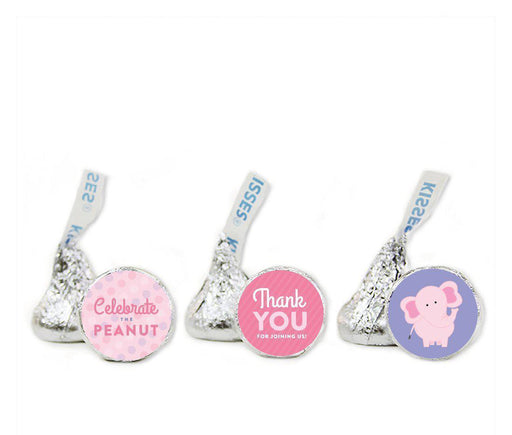 Lil Peanut Elephant Girl Baby Shower Hershey's Kisses Favor Labels-Set of 216-Andaz Press-Party-