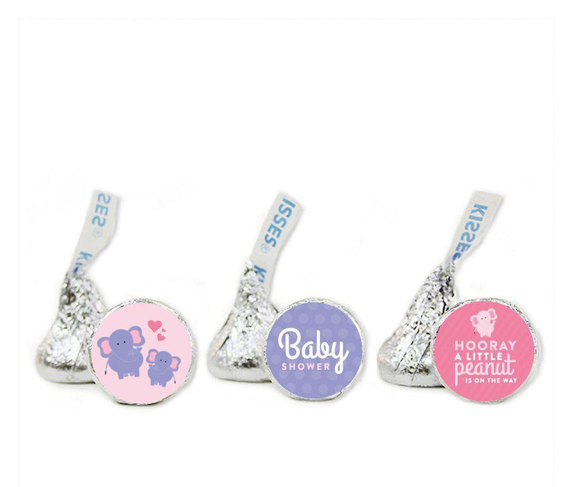 Lil Peanut Elephant Girl Baby Shower Hershey's Kisses Favor Labels-Set of 216-Andaz Press-Party-
