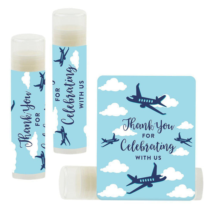 Lip Balm Birthday Party Favors, Thank You for Celebrating with Us-Set of 12-Andaz Press-Airplane-