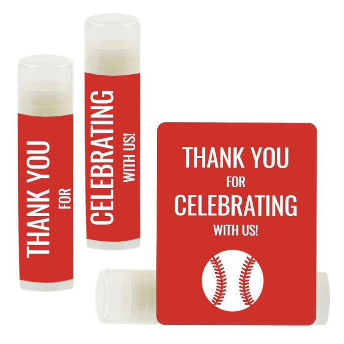 Lip Balm Birthday Party Favors, Thank You for Celebrating with Us-Set of 12-Andaz Press-Baseball-