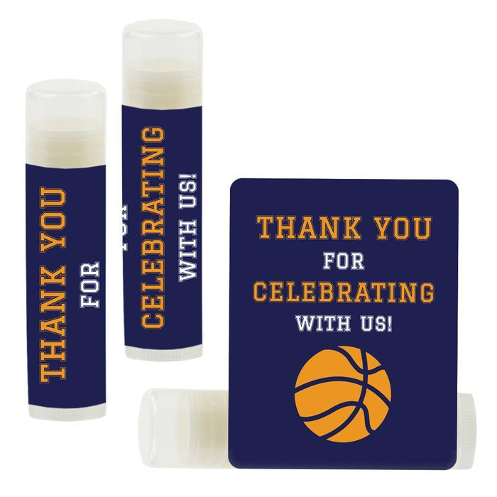 Lip Balm Birthday Party Favors, Thank You for Celebrating with Us-Set of 12-Andaz Press-Basketball-