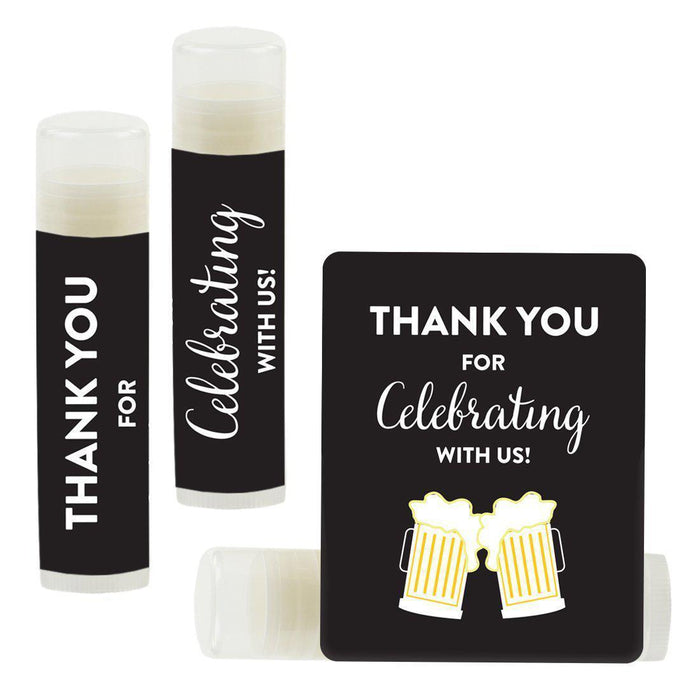 Lip Balm Birthday Party Favors, Thank You for Celebrating with Us-Set of 12-Andaz Press-Beer Mug-