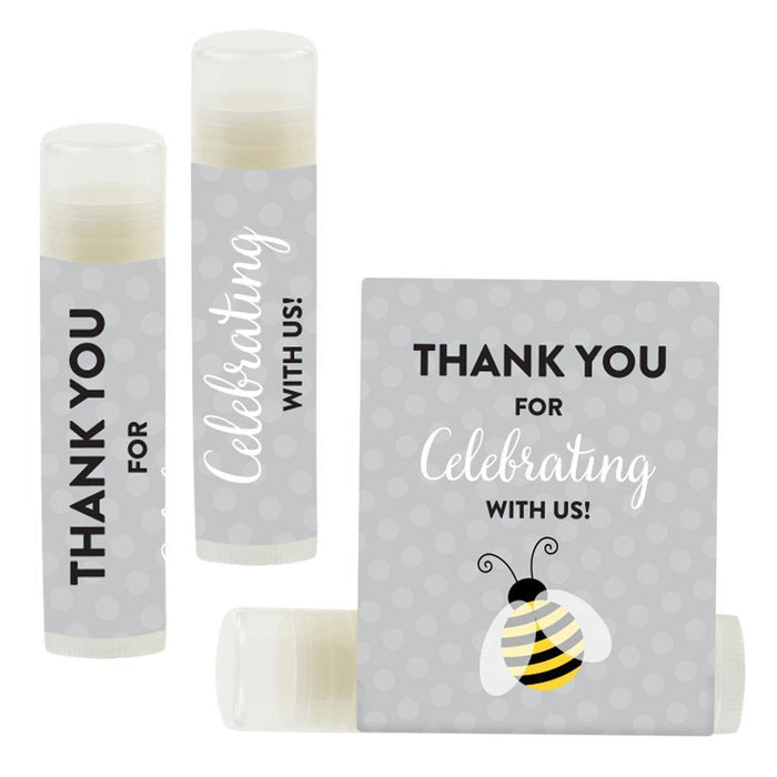 Lip Balm Birthday Party Favors, Thank You for Celebrating with Us-Set of 12-Andaz Press-Bumblebee Bee-