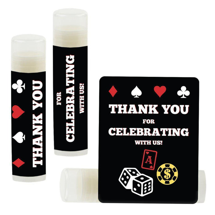 Lip Balm Birthday Party Favors, Thank You for Celebrating with Us-Set of 12-Andaz Press-Card Suits Bingo Party-