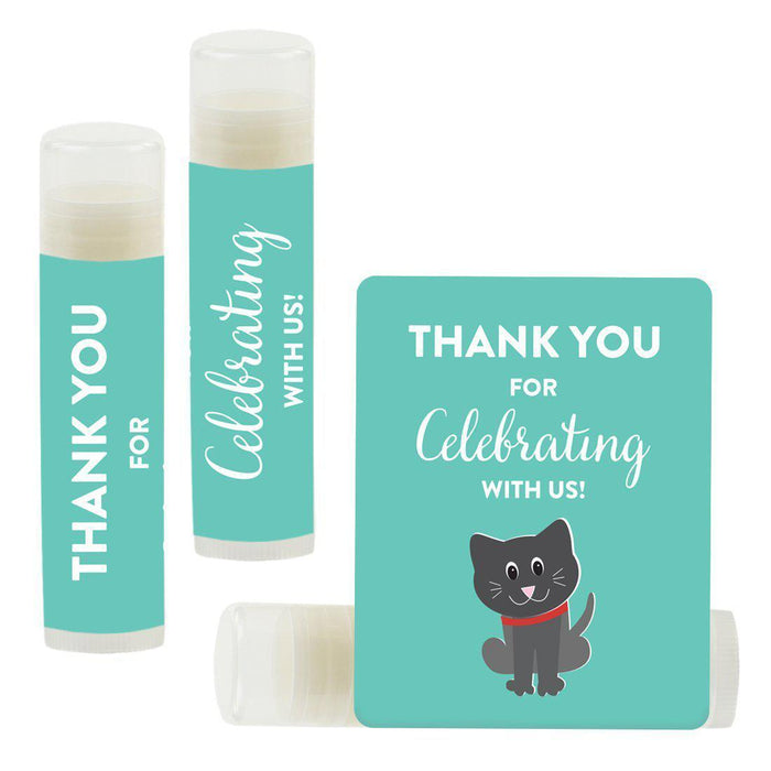 Lip Balm Birthday Party Favors, Thank You for Celebrating with Us-Set of 12-Andaz Press-Cat-