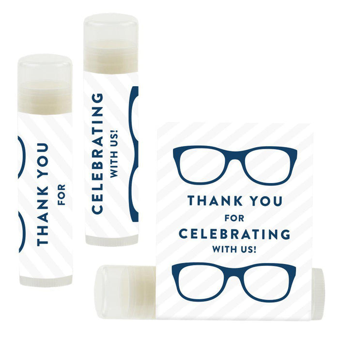 Lip Balm Birthday Party Favors, Thank You for Celebrating with Us-Set of 12-Andaz Press-Eyeglasses-