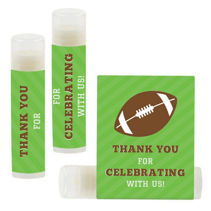 Lip Balm Birthday Party Favors, Thank You for Celebrating with Us-Set of 12-Andaz Press-Football-