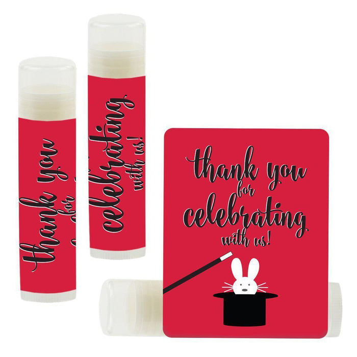 Lip Balm Birthday Party Favors, Thank You for Celebrating with Us-Set of 12-Andaz Press-Magician Magic Party-