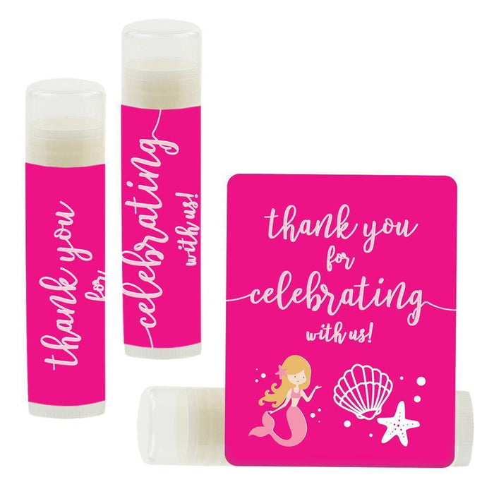 Lip Balm Birthday Party Favors, Thank You for Celebrating with Us-Set of 12-Andaz Press-Mermaid-