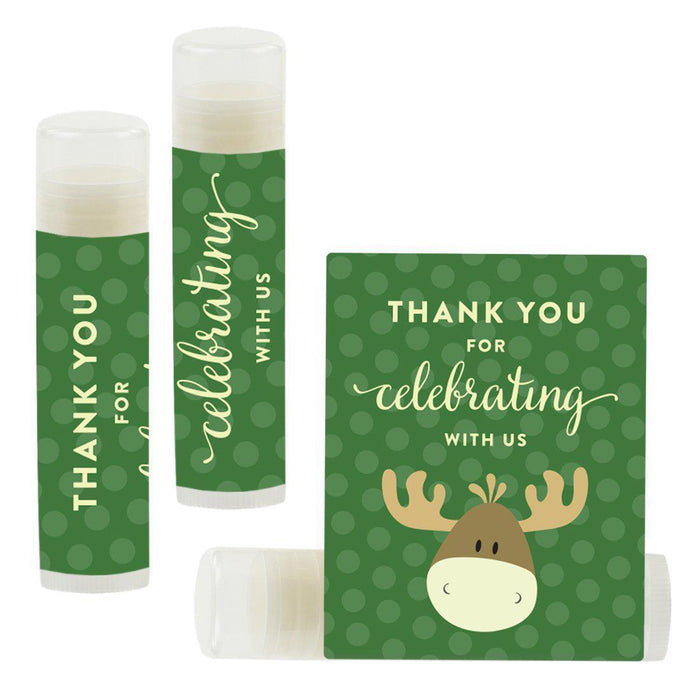 Lip Balm Birthday Party Favors, Thank You for Celebrating with Us-Set of 12-Andaz Press-Moose-