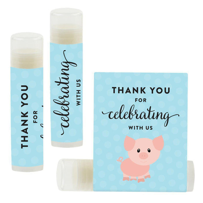 Lip Balm Birthday Party Favors, Thank You for Celebrating with Us-Set of 12-Andaz Press-Pig-
