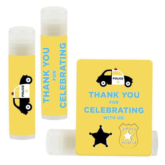 Lip Balm Birthday Party Favors, Thank You for Celebrating with Us-Set of 12-Andaz Press-Police Car-