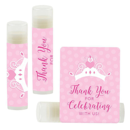 Lip Balm Birthday Party Favors, Thank You for Celebrating with Us-Set of 12-Andaz Press-Princess Crown-