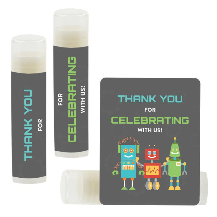 Lip Balm Birthday Party Favors, Thank You for Celebrating with Us-Set of 12-Andaz Press-Robot-