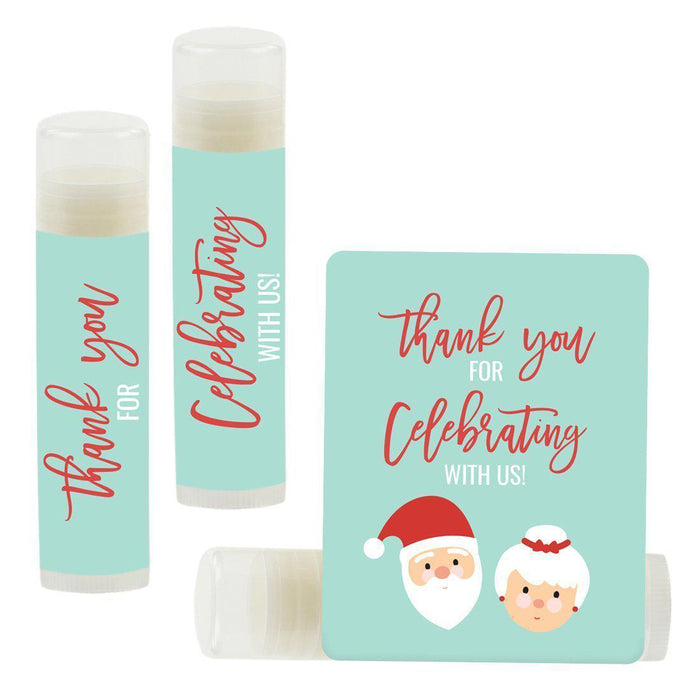 Lip Balm Birthday Party Favors, Thank You for Celebrating with Us-Set of 12-Andaz Press-Santa Claus-