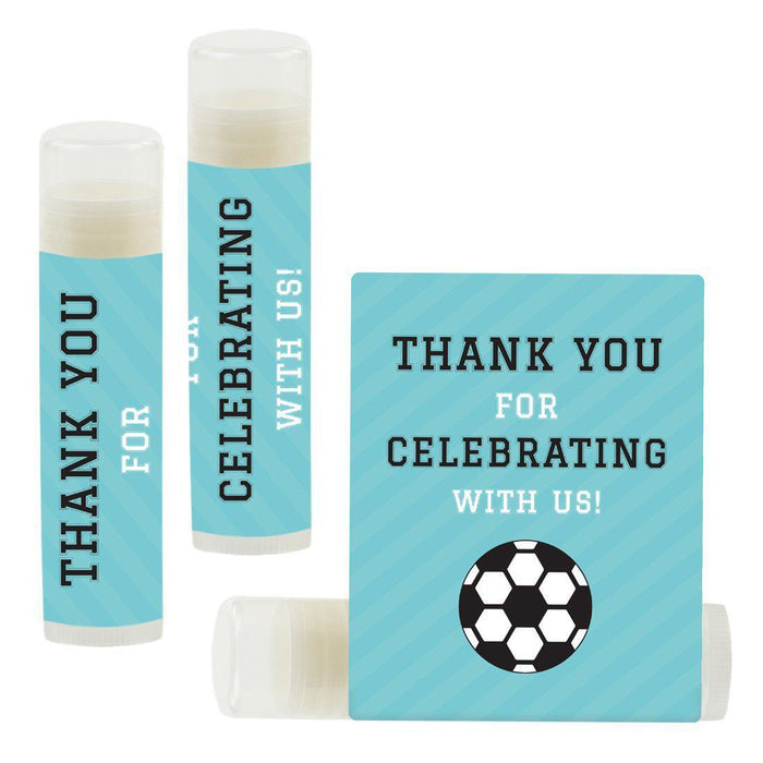 Lip Balm Birthday Party Favors, Thank You for Celebrating with Us-Set of 12-Andaz Press-Soccer-