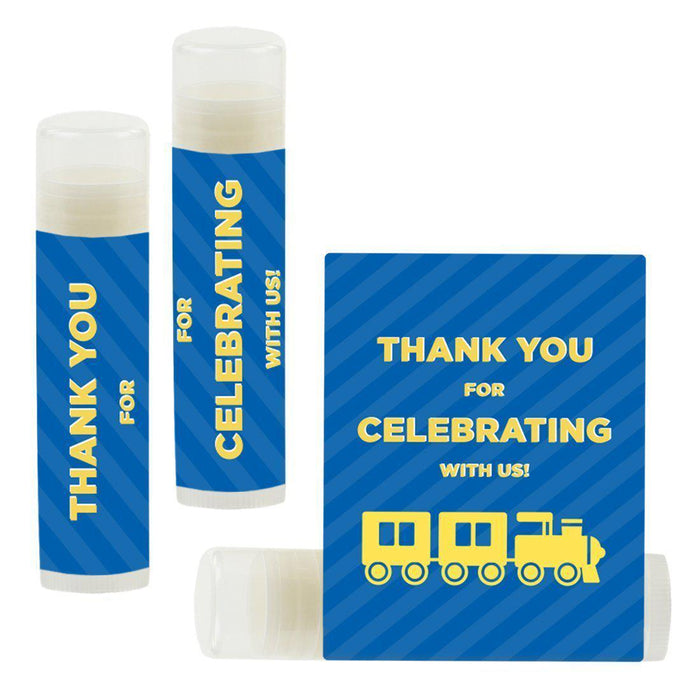 Lip Balm Birthday Party Favors, Thank You for Celebrating with Us-Set of 12-Andaz Press-Train-