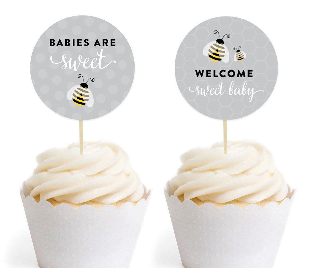 Mama to Bee Bumblebee Baby Shower Cupcake Topper DIY Party Favors Kit-Set of 20-Andaz Press-